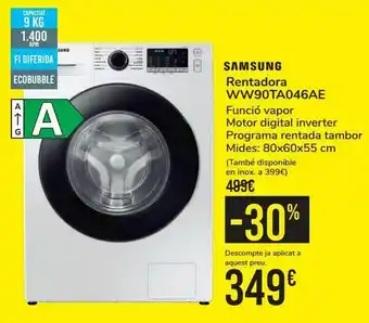 Nespresso Samsung lavadora ww90ta046ae oferta