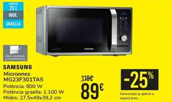 Nespresso Samsung microondas mg23f301tas oferta