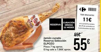 Carrefour Market Jamón curado reserva selección elpozo oferta