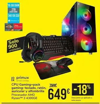 Primux cpu gaming+pack gaming