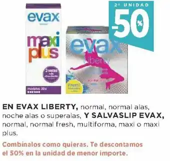 Supercor 50% 2 Unidad En Evax Liberty, y Salvaslip Evax oferta