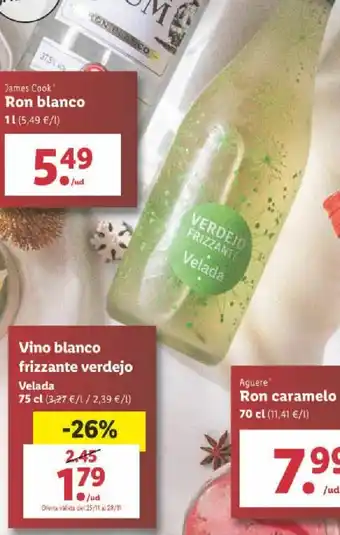 Lidl Vino Blanco Frizzante Verdejo Velada 75 cl oferta