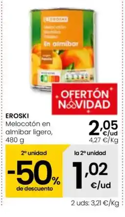 Eroski EROSKI Melocotón en almíbar ligero oferta