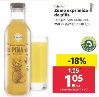 Lidl Zumo Exprimido de Piña 750 ml oferta