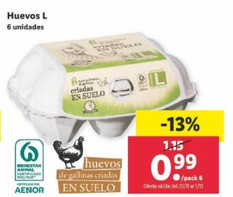 Lidl Huevos L 6 Unidades oferta