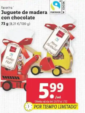 Lidl Juguete de Madera con Chocolate 73 g oferta