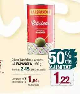Condis LA ESPAÑOLA Olives farcides d'anxova oferta