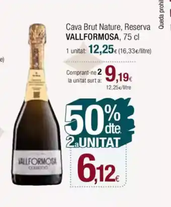 Condis VALLFORMOSA Cava Brut Nature, Reserva oferta