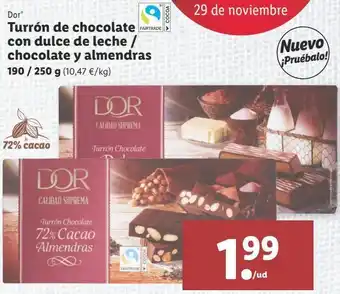 Lidl Turrón de chocolate 190/250g oferta