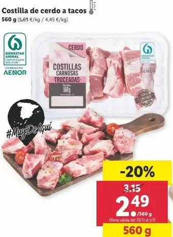 Lidl Costillas de cerdo 560g oferta