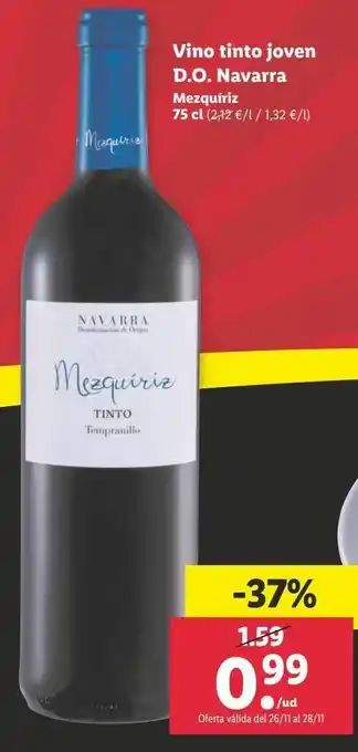 Lidl Vino tinto mezquiriz 75cl oferta