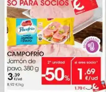 Eroski Campofrío Jamón De Pavo 380g oferta