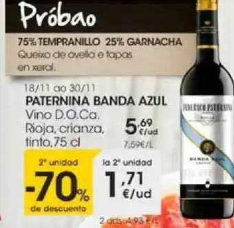 Eroski 2a Unidad -70% De Descuento Paternina Banda Azul Vino D.o.ca. Rioja Crianza Tinto oferta
