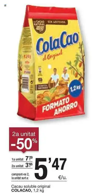 BonpreuEsclat 2a Unitat -50% Cacau Soluble Original Colacao 1,5kg oferta