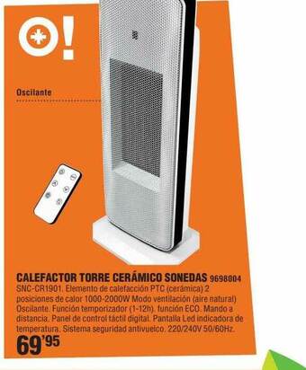 Optimus Calefactor Torre Cerámico Sonedas oferta