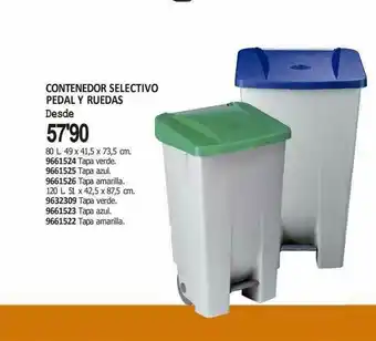 Optimus Contenedor Selectivo Pedal Y Ruedas oferta