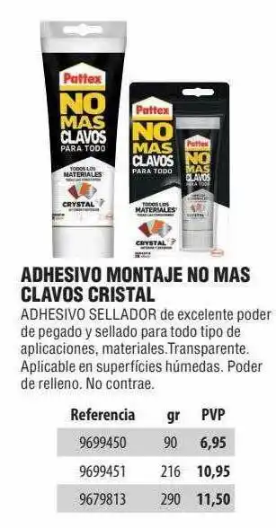 Optimus Adhesivo Montaje No Mas Clavos Cristal oferta