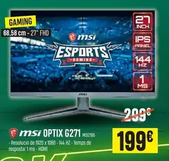 Pantalla gaming msi optix g271