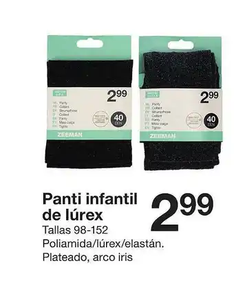 Zeeman Panti Infantil De Lúrex oferta