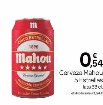 Supermercados El Jamón Cerveza Mahou 5 Estrellas lata 33cl oferta