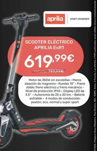 Cenor Scooter Eléctrico Aprilia Esr1 Aprilia oferta