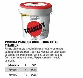Optimus Pintira Plástica Cobertura Total Titanlux 4 L oferta