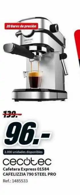 MediaMarkt Cecotec Cafetera 01584 Cafelizzia 790 Steel Pro oferta