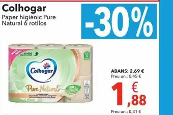 Clarel Colhogar Paper Higiènic Pure Natural 6 Rotllos oferta