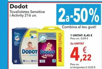 Clarel 2a-50% Dodot Tovalloletes Sensitive I Activity oferta