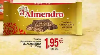 Plenus Supermercados Turrón Chocolate Crocante El Almendro oferta