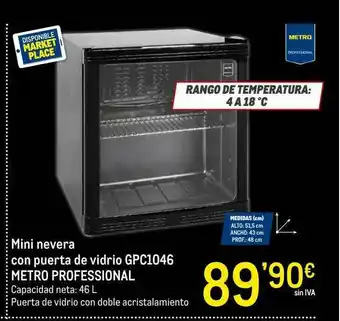 Makro Mini Nevera Con Puerta De Vidrio Gpc1046 Metro Profeccional oferta