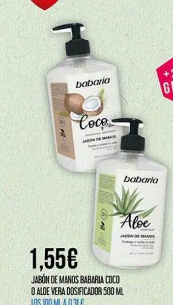 Jabón De Manos Babaria Coco O Aloe Vera Dosificador