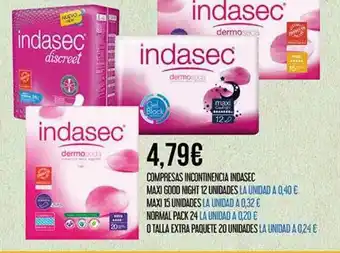 Claudio Compresas Incontinencia Indasec Maxi Good Night 12 Unidades Mari 15 Unidades Normal Pack 24 O Talla Extra Paquete 20 Unidades oferta