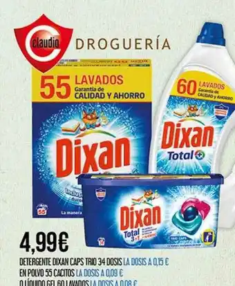 Claudio Dtergente Dixan Caps 34 Dosis En Polvo 55 Cacitos O Líquido Gel 60 Lavados oferta