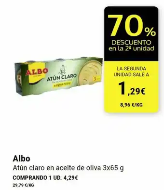 BM Supermercados Albo Atun Claro En Aceite De Oliva 3x65g oferta