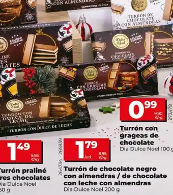 Dia Turrón de chocolate negro con almendras / de chocolate con leche con lamendras 200g oferta