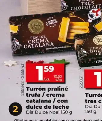 Dia Turrón praliné trufa/crema catalana/ con dulce de leche 150g oferta