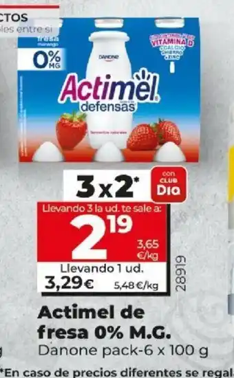 Dia Actimel de fresa 0% M.G 100g oferta