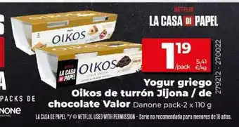 Dia Yogur griego Oikos de turrón Jijona / de chocolate Valor 110g oferta