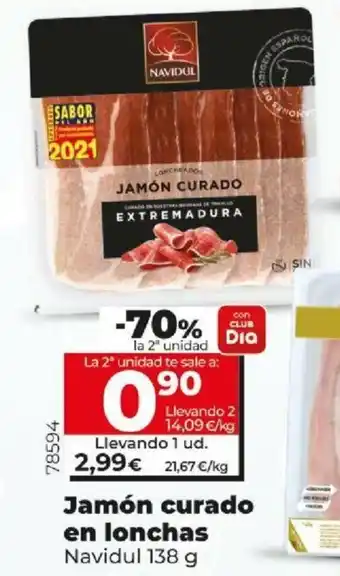 Dia Jamón curado en lonchas 138g oferta