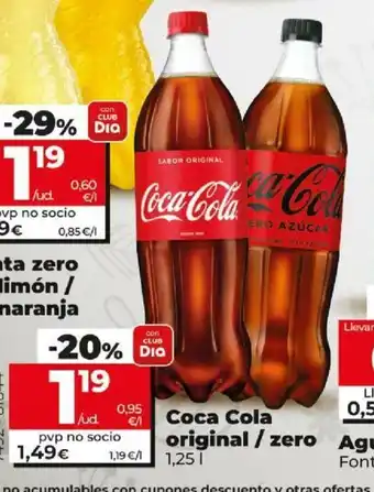 Dia Coca cola priginal / zero 1,25L oferta