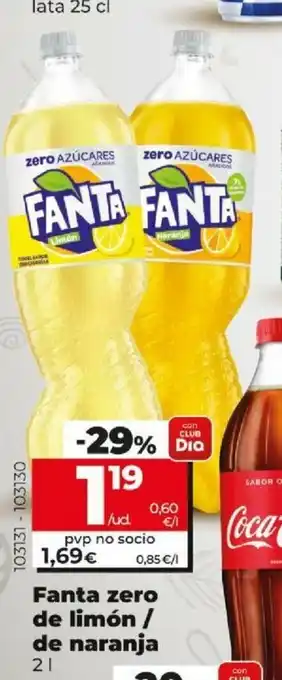 Dia Fanta zero de limón / de naranja 2L oferta