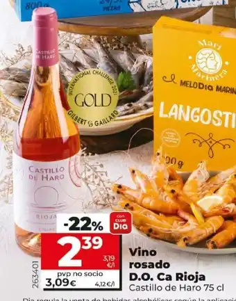 Dia Vino rosado D.O. Ca Rioja Castillo de Haro 75cl oferta