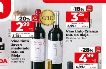 Dia Vino tinto Joven madurado D.O. Ca Rioja Castillo de Haro / Vino tinto Crianza D.O. Ca Rioja Castillo de Haro 75cl oferta