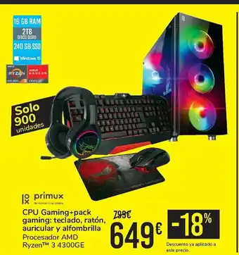 Carrefour Primux CPU Gaming+pack oferta