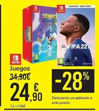 Carrefour Nintendo Switch Juegos Fifa 22 oferta