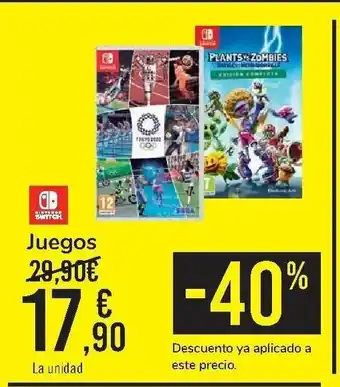 Carrefour Nintendo Switch Juegos Plants vs Zombies oferta