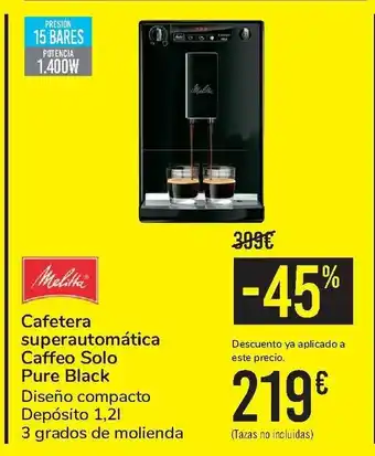 Carrefour Cafetera superautomatica Caffeo Solo Pure Black oferta