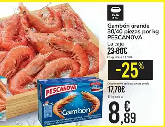 Carrefour Gambón grande 30/40 piezas por kg PESCANOVA LA caja oferta
