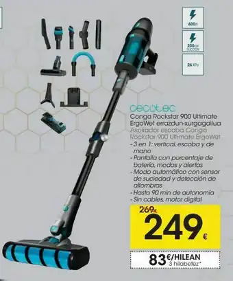 Eroski Aspirador escoba conga rockstar 900 oferta